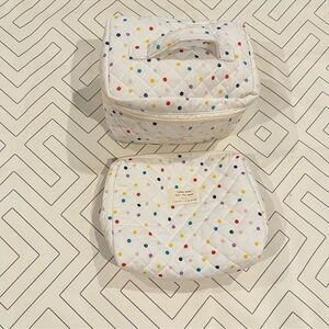 Bundle (2) Quilted Polka Dot Toiletry Bags.